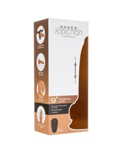 Vibrador Realístico C/ Função Vai-Vem Telecomandado Naked Addiction Thrusting Dong Addiction Caramel 9" Caixa