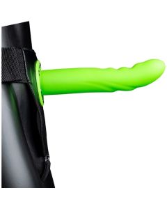 Strap On Ouch! Hollow Strap-On Textured Curved Metallic Cinzento Verde
