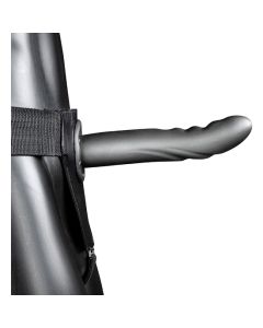 Strap On Ouch! Hollow Strap-On Textured Curved Metallic Cinzento Metalizado