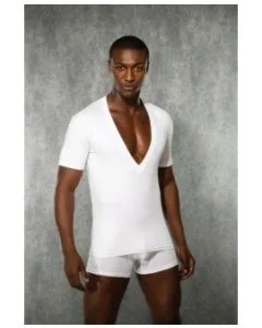Camiseta Masculina Decote V Doréanse Branca Frente