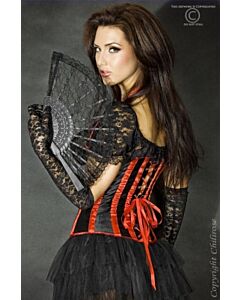 Corpete Glamour + String Preto & Vermelho Lateral