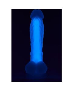 Dildo Realístico C/ Escroto DreamToys Radiant Glow in the Dark Roxo