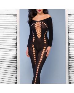 Catsuit Aberturas Sedutoras Preto Frente Apróx