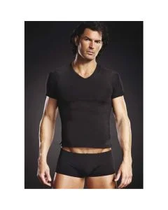 T-Shirt Performance Microfiber V-Neck Preta