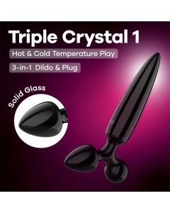 Dildo de Vidro C/ Plug Triple Crystal 1 Satisfyer Preto