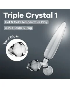 Dildo de Vidro C/ Plug Triple Crystal 1 Satisfyer Transparente
