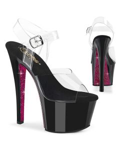 Sandália Pleaser Sky 308 Brilhantes Rosa